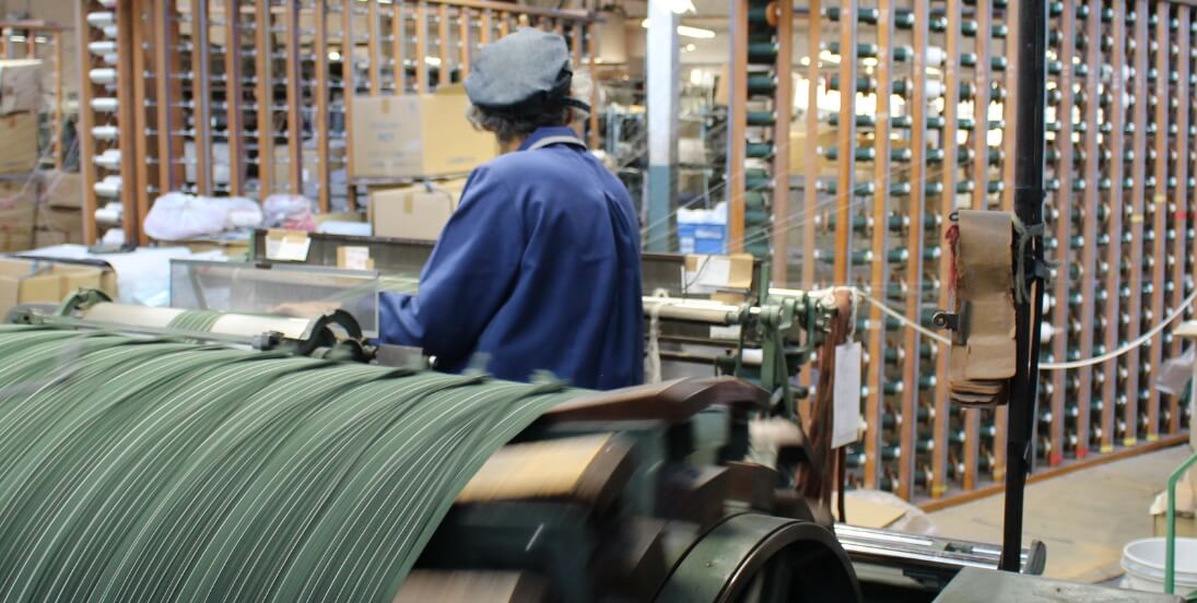 画像：日本綿布　サイジング(糊付け)